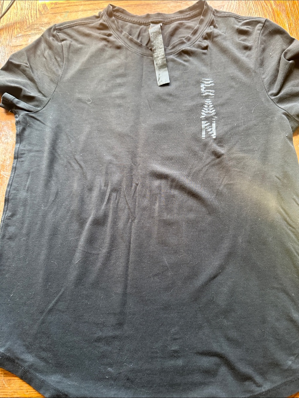 lululemon athletica Black Short Sleeve Crew Tee with Subtle Vertical Logo